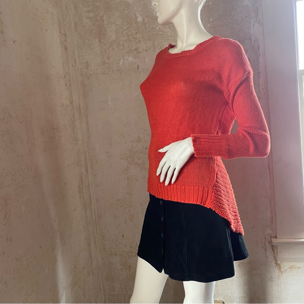 J. Crew Textured Orange-Red Linen Sweater